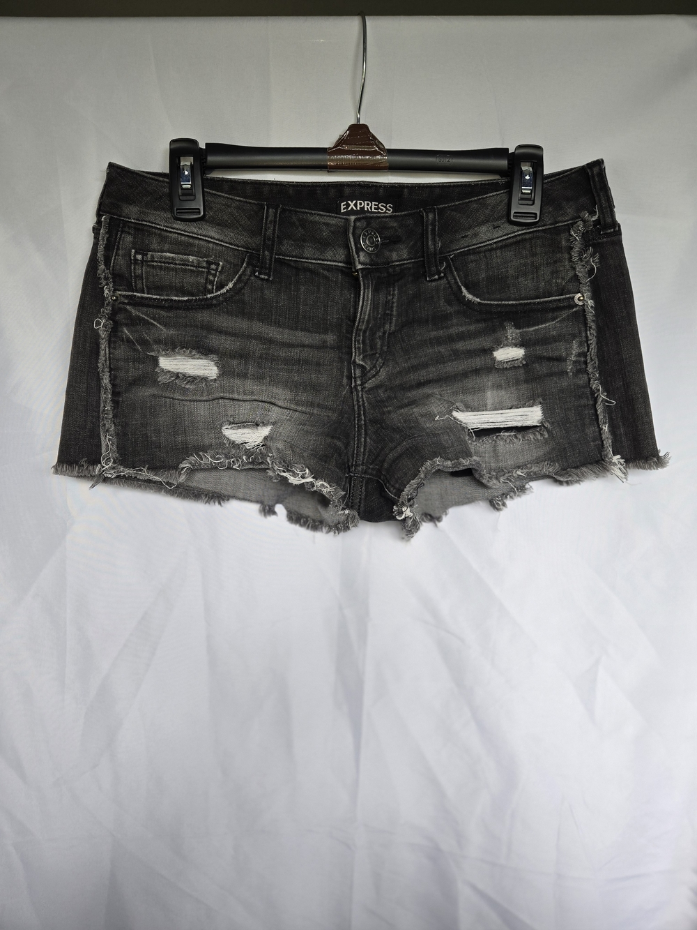 Express Distressed Black Denim Cutoff Shorts